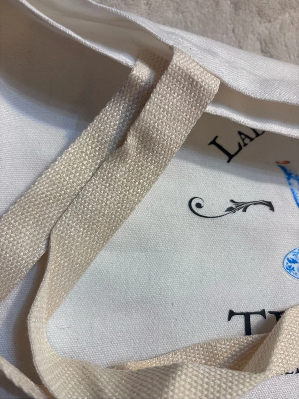 NEW Lady Whistledown Tea House White Canvas Tote Bridgerton